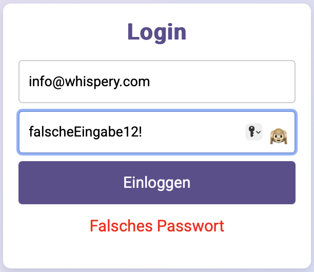 Falsches Passwort
